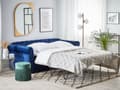 Miniatyrbillede 2 af 11: Chesterfield Sofa Blå Velour med Sorte Træben 3 Personers Bredt Tyk Polstret Knap Tuftet Venetiansk Sovesofa Barok Stue Udtræksseng Dekoration