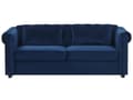 Miniatyrbillede 1 af 11: Chesterfield Sofa Blå Velour med Sorte Træben 3 Personers Bredt Tyk Polstret Knap Tuftet Venetiansk Sovesofa Barok Stue Udtræksseng Dekoration