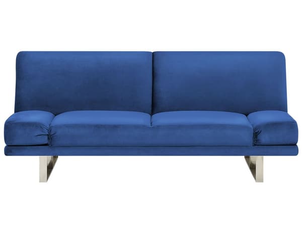En marineblå sofa betrukket med velour 3-personers metalben justerbare armlæn moderne