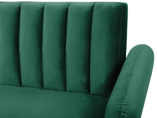 Smaragdgrøn velour sovesofa glamour sovefunktion stort værelse stue gæsteværelse seng sofa