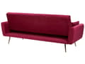 Miniatyrbillede 6 af 10: 3 Personers Mørkerød Sovesofa til Stue Soveværelse med Sovefunktion Kobber Ben Retro Stil
