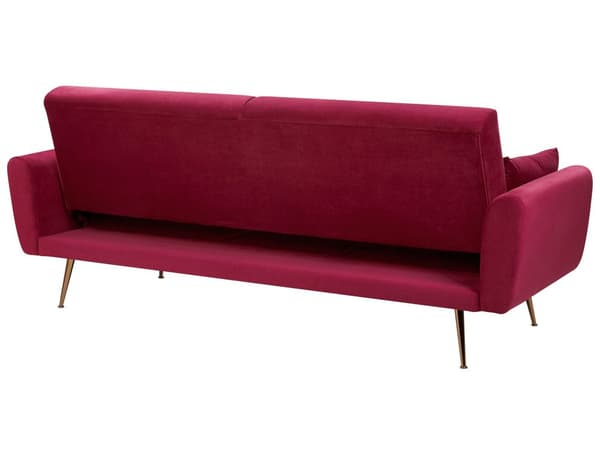 3 Personers Mørkerød Sovesofa til Stue Soveværelse med Sovefunktion Kobber Ben Retro Stil