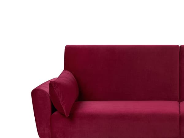 3 Personers Mørkerød Sovesofa til Stue Soveværelse med Sovefunktion Kobber Ben Retro Stil