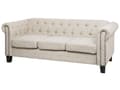 Miniatyrbillede 4 af 10: Chesterfield Sofa Beige Stof med Sorte Træben 3 Personers Bredt Tyk Polstret Knap Tuftet Venetiansk Barok stil Stue Moderne Dekoration