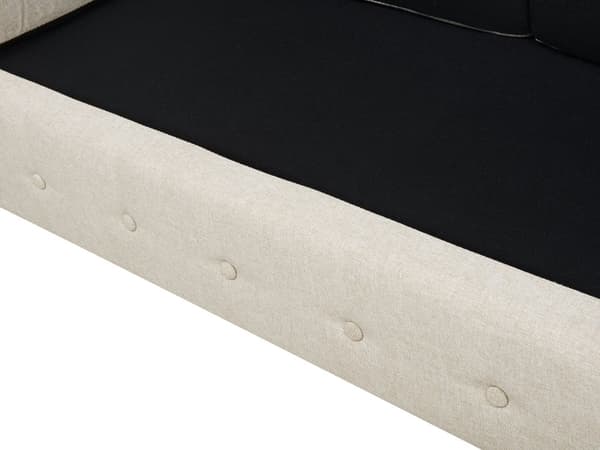 Chesterfield Sofa Beige Stof med Sorte Træben 3 Personers Bredt Tyk Polstret Knap Tuftet Venetiansk Barok stil Stue Moderne Dekoration