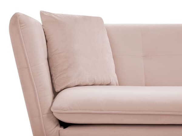 Sofa Lyserød Velour Guld Metalben 3 Personers Klassisk Skrånende Armlæn Polstret Quiltet Tuftet Dyb Veloursofa til Stue Moderne Koniske Ben