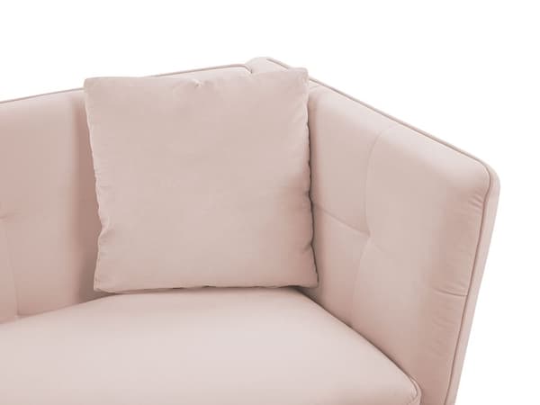 Sofa Lyserød Velour Guld Metalben 3 Personers Klassisk Skrånende Armlæn Polstret Quiltet Tuftet Dyb Veloursofa til Stue Moderne Koniske Ben