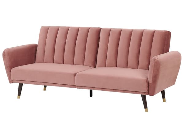 Sovesofa pink velour glamour sovefunktion stor stue gæsteværelse seng sofa sovesofa