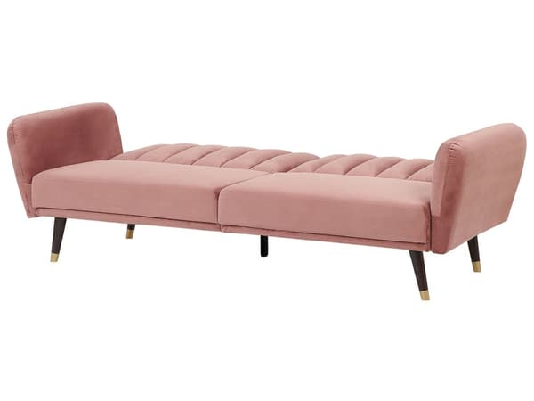 Sovesofa pink velour glamour sovefunktion stor stue gæsteværelse seng sofa sovesofa