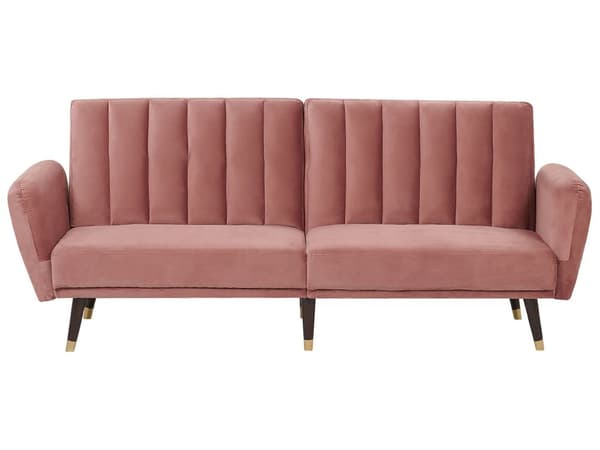 Sovesofa pink velour glamour sovefunktion stor stue gæsteværelse seng sofa sovesofa