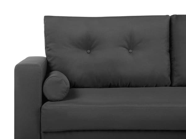2 Personers Mørkegrå Sofa Betrukket med Træben Ekstra Puder Ruller Quiltet Ryglæn