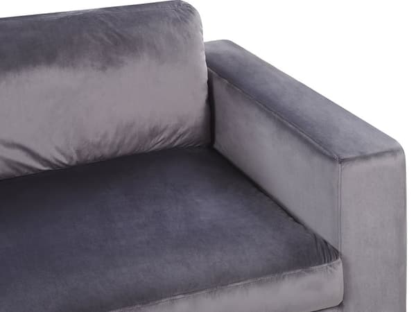 Soffa Mörkgrå Sammet Stoppad 3-sits Svarta Metall Ben Modern Vardagsrum