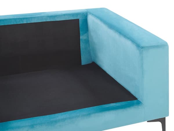 Soffa Ljusblå Sammet Stoppad 3-sits Svarta Metall Ben Modern Vardagsrum