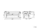 Miniatyrbild 3 av 11: Chesterfield Soffgrupp Svart Läder Mörkt Trä Ben 3-sits Soffa + Fåtölj Modern