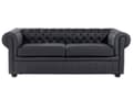 Miniatyrbild 4 av 11: Chesterfield Soffgrupp Svart Läder Mörkt Trä Ben 3-sits Soffa + Fåtölj Modern