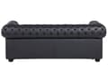 Miniatyrbild 6 av 11: Chesterfield Soffgrupp Svart Läder Mörkt Trä Ben 3-sits Soffa + Fåtölj Modern