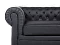 Miniatyrbild 7 av 11: Chesterfield Soffgrupp Svart Läder Mörkt Trä Ben 3-sits Soffa + Fåtölj Modern