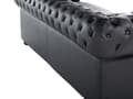 Miniatyrbild 8 av 11: Chesterfield Soffgrupp Svart Läder Mörkt Trä Ben 3-sits Soffa + Fåtölj Modern