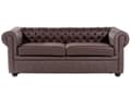 Miniatyrbild 4 av 11: Chesterfield Soffgrupp Brun Läder Mörkt Trä Ben 3-sits Soffa + Fåtölj Modern