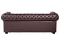 Miniatyrbild 6 av 11: Chesterfield Soffgrupp Brun Läder Mörkt Trä Ben 3-sits Soffa + Fåtölj Modern