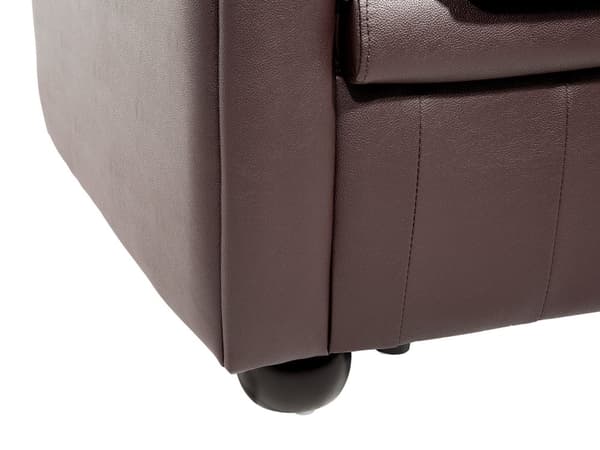 Chesterfield Soffgrupp Brun Läder Mörkt Trä Ben 3-sits Soffa + Fåtölj Modern