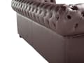 Miniatyrbild 9 av 11: Chesterfield Soffgrupp Brun Läder Mörkt Trä Ben 3-sits Soffa + Fåtölj Modern