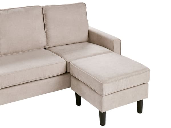3-sits Ljusgrå med ottoman Fotpall Klädd Mid-Century-Stil Vardagsrum