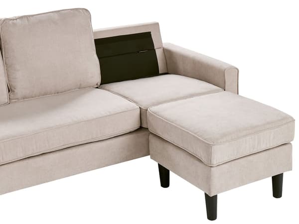 3-sits Ljusgrå med ottoman Fotpall Klädd Mid-Century-Stil Vardagsrum