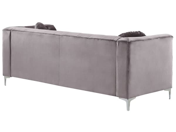 Hörnsoffa Grå Sammet Stoppad 3-sits Vänstervänd L-formad Glam Extra Kuddar med Tuftning