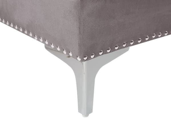 Hörnsoffa Grå Sammet Stoppad 3-sits Vänstervänd L-formad Glam Extra Kuddar med Tuftning