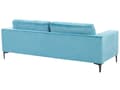Miniatyrbillede 6 af 11: Lyseblå polstret 3-personers sofa med dekorative nitter og syninger