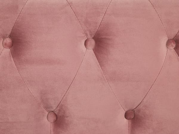 Chesterfield Sofa Lyserød Velour med Skum og Sorte Træben 3 Personers Bredt Tyk Polstret Knap Tuftet Venetiansk Barok stil Stue Indretning