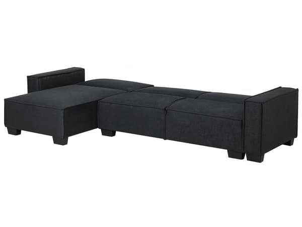 Sofa Mørkegrå Polyester Stof 3 Personers Hjørnesofa med Chaiselong og Sovefunktion Moderne Blød Designsofa Open End Højrevendt Sovesofa