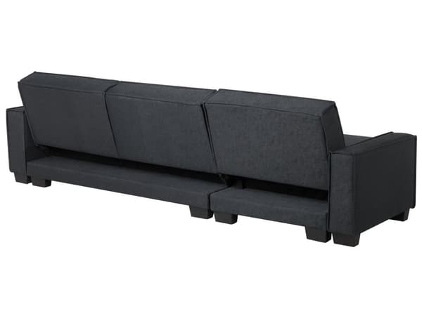 Sofa Mørkegrå Polyester Stof 3 Personers Hjørnesofa med Chaiselong og Sovefunktion Moderne Blød Designsofa Open End Højrevendt Sovesofa