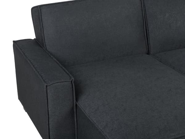 Sofa Mørkegrå Polyester Stof 3 Personers Hjørnesofa med Chaiselong og Sovefunktion Moderne Blød Designsofa Open End Højrevendt Sovesofa