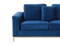 Miniatyrbillede 6 af 9: Venstrevendt Blå Velour Hjørnesofa med Hynder til Stuen
