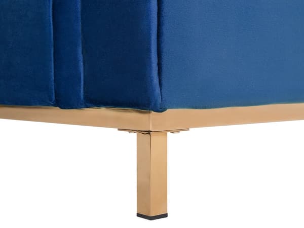 Venstrevendt Blå Velour Hjørnesofa med Hynder til Stuen