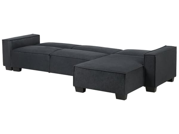 Sofa Mørkegrå Polyester Stof 3 Personers Hjørnesofa med Chaiselong og Sovefunktion Moderne Blød Designsofa Open End Venstrevendt Sovesofa