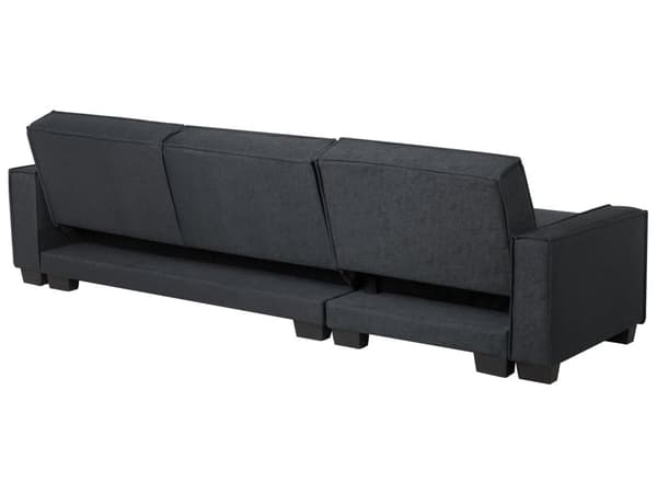 Sofa Mørkegrå Polyester Stof 3 Personers Hjørnesofa med Chaiselong og Sovefunktion Moderne Blød Designsofa Open End Venstrevendt Sovesofa