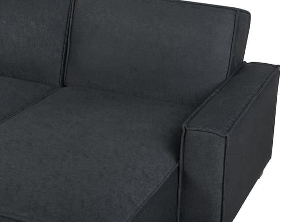 Sofa Mørkegrå Polyester Stof 3 Personers Hjørnesofa med Chaiselong og Sovefunktion Moderne Blød Designsofa Open End Venstrevendt Sovesofa