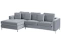 Miniatyrbillede 4 af 9: Højrevendt Grå Velour Hjørnesofa med Hynder til Stuen