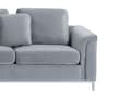 Miniatyrbillede 6 af 9: Højrevendt Grå Velour Hjørnesofa med Hynder til Stuen