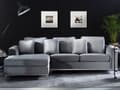 Miniatyrbillede 2 af 9: Højrevendt Grå Velour Hjørnesofa med Hynder til Stuen