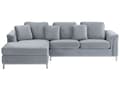 Miniatyrbillede 1 af 9: Højrevendt Grå Velour Hjørnesofa med Hynder til Stuen