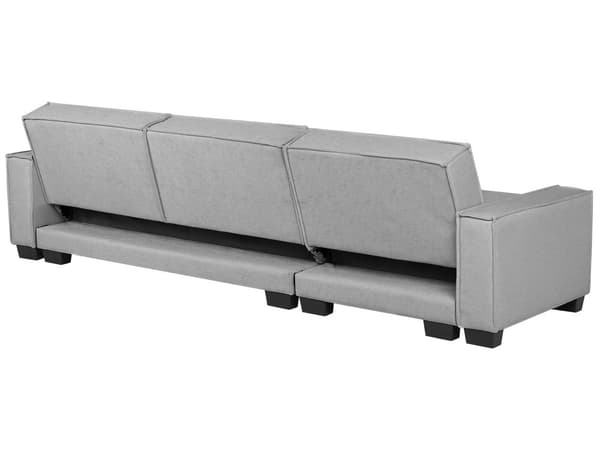 Sofa Grå Polyester Stof 3 Personers Hjørnesofa med Chaiselong og Sovefunktion Moderne Blød Designsofa Open End Højrevendt Sovesofa