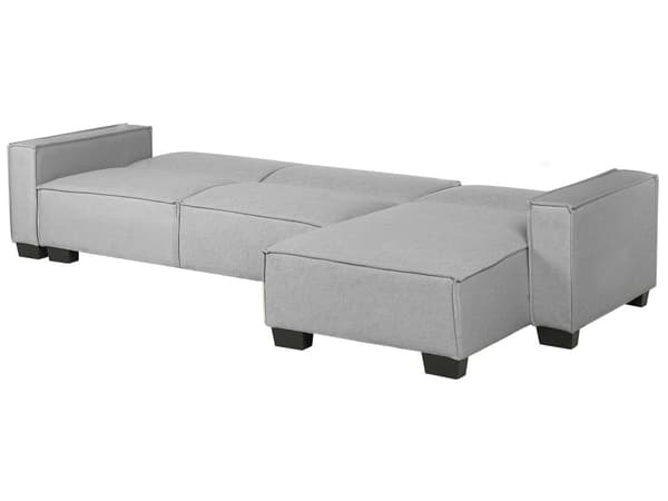 Sofa Grå Polyester Stof 3 Personers Hjørnesofa med Chaiselong og Sovefunktion Moderne Blød Designsofa Open End Venstrevendt Sovesofa
