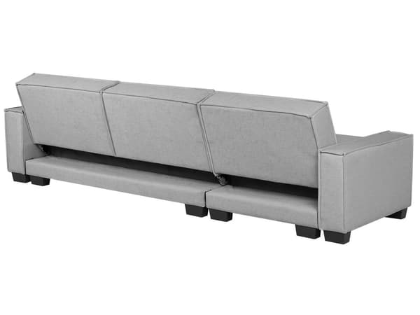 Sofa Grå Polyester Stof 3 Personers Hjørnesofa med Chaiselong og Sovefunktion Moderne Blød Designsofa Open End Venstrevendt Sovesofa