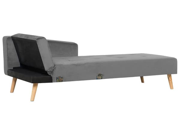 Højre hjørnesovesofa grå velour 4-personers 3 pyntepuder med sovefunktion skandinavisk stil