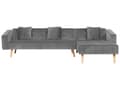 Miniatyrbillede 1 af 11: Højre hjørnesovesofa grå velour 4-personers 3 pyntepuder med sovefunktion skandinavisk stil