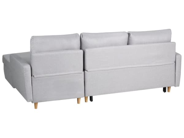 Venstrevendt Hjørnesovesofa Lysegrå 3 personers med Sovefunktion og Opbevaring Quiltet Skandinavisk Stil